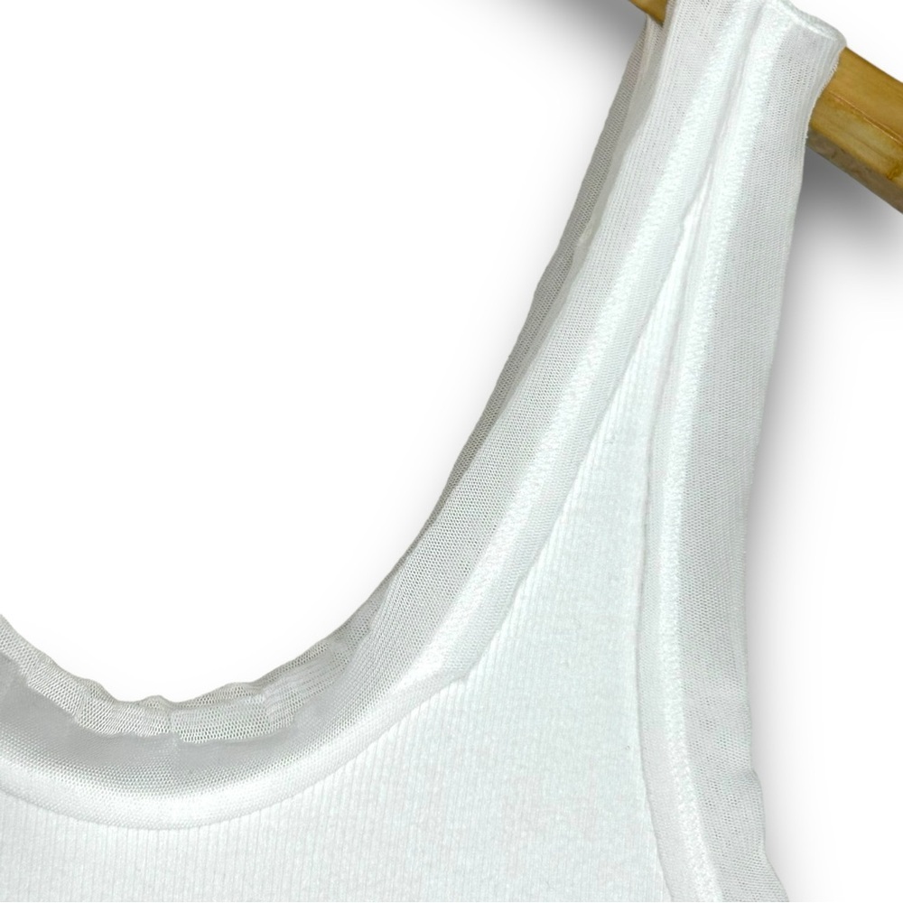 4/$20 Urban Outfitters White Ribbed Scoop Neck Tank Top XS Stretch Cotton Blend - Picture 2 of 5